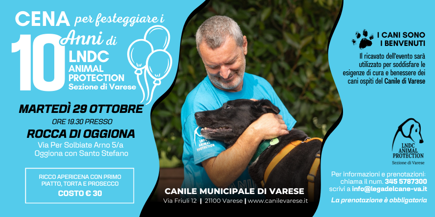 cena solidale, LNDC Animal protection, lndc, canile di varese, beneficenza, raccolta fondi, canile, adozioni, protezione animali